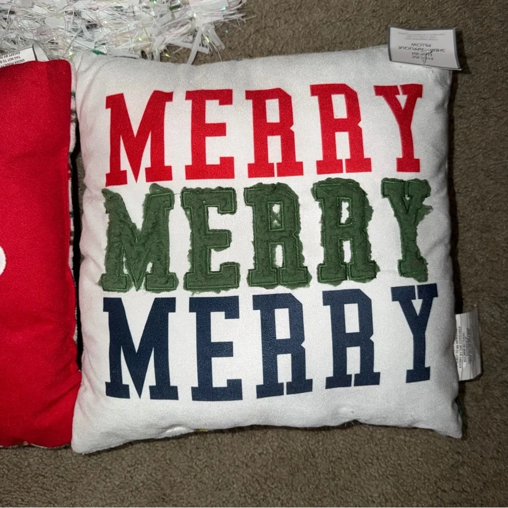 Festive Holiday Pillow and Wreath Set